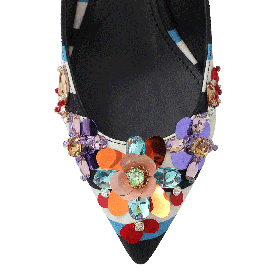 DOLCE & GABBANA-Striped Jewel Toe Slingback-