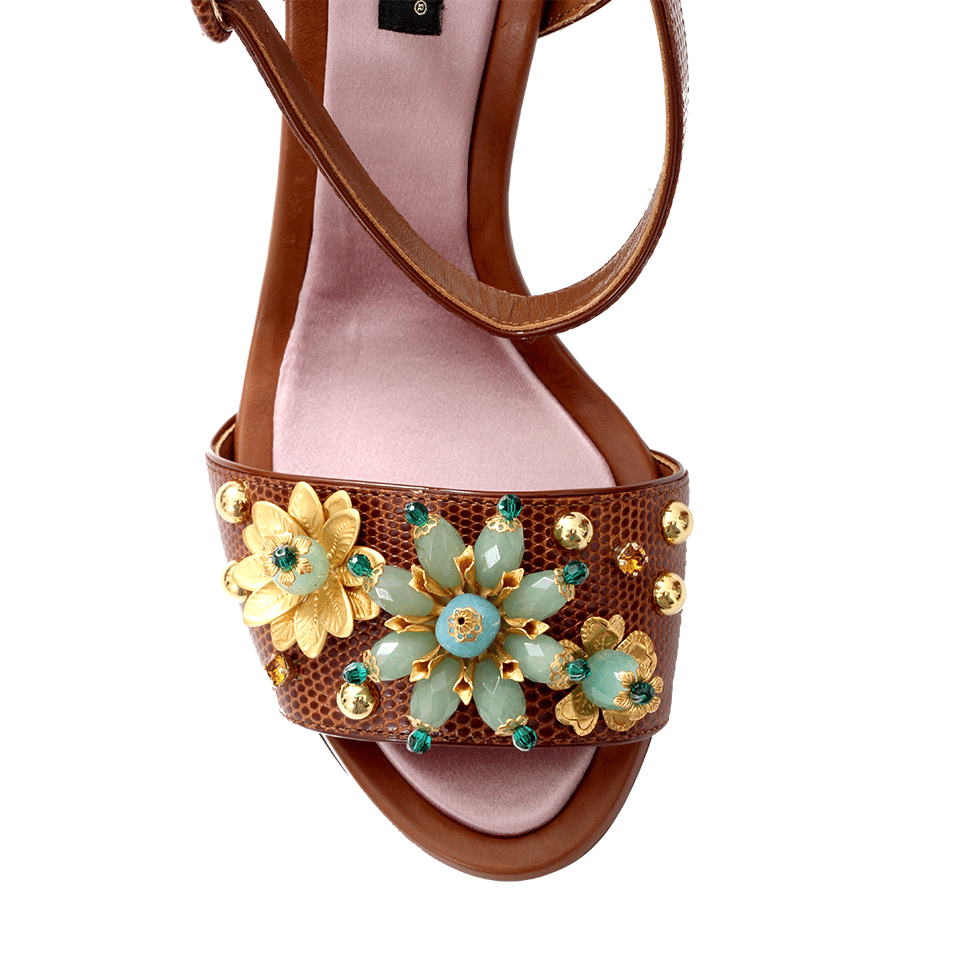 DOLCE & GABBANA-Block Heel With Floral Rhinestones-
