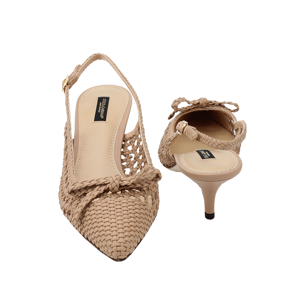 DOLCE & GABBANA-Woven Point Toe Slingback-