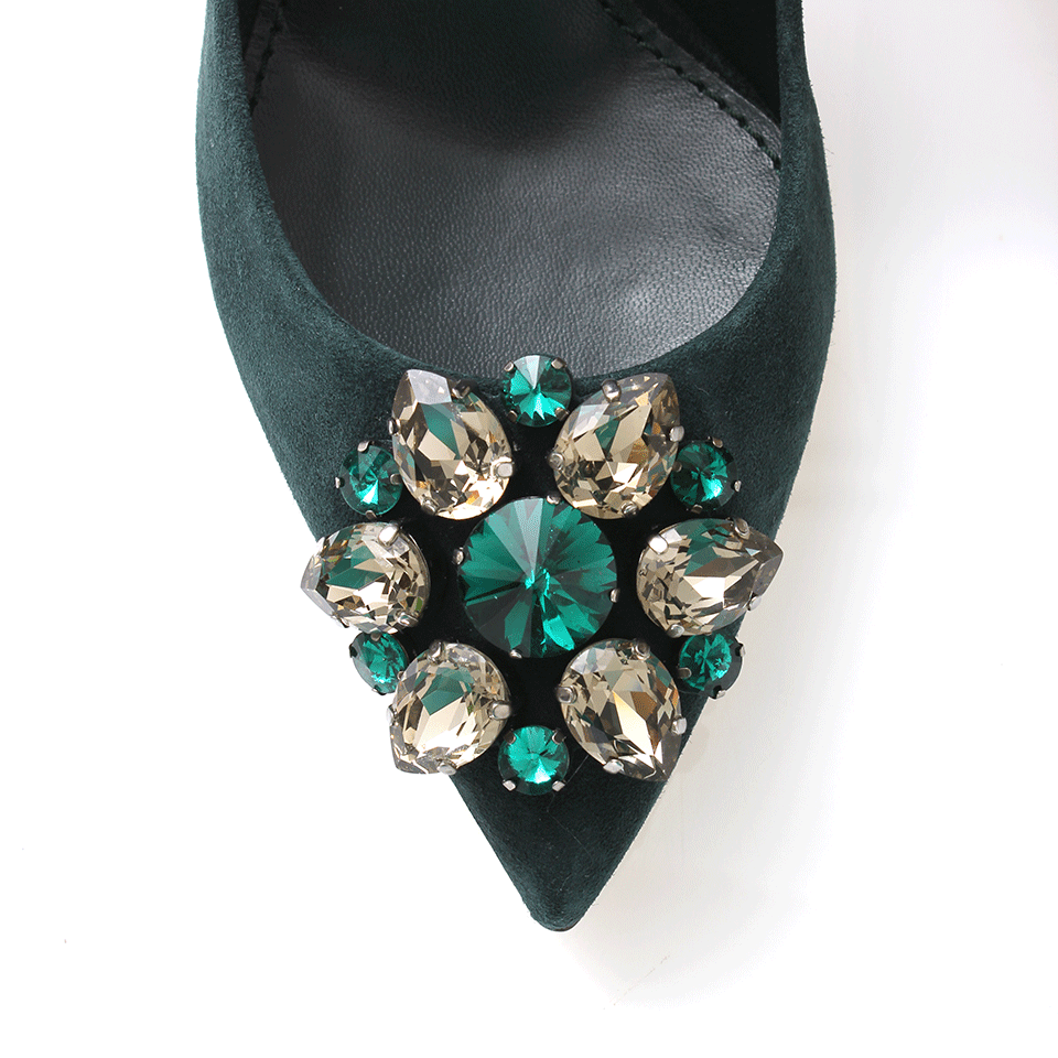 DOLCE & GABBANA-Suede Pump With Crystal Toe-