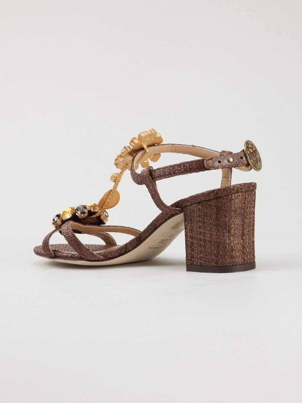 DOLCE & GABBANA-Crystal T-Strap Sandal-