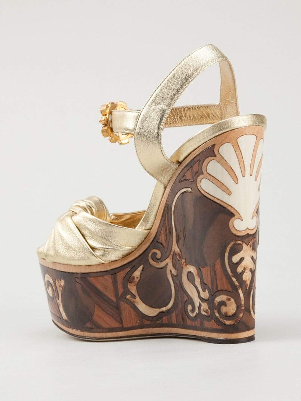 DOLCE & GABBANA-Knot Platform Print Wedge-