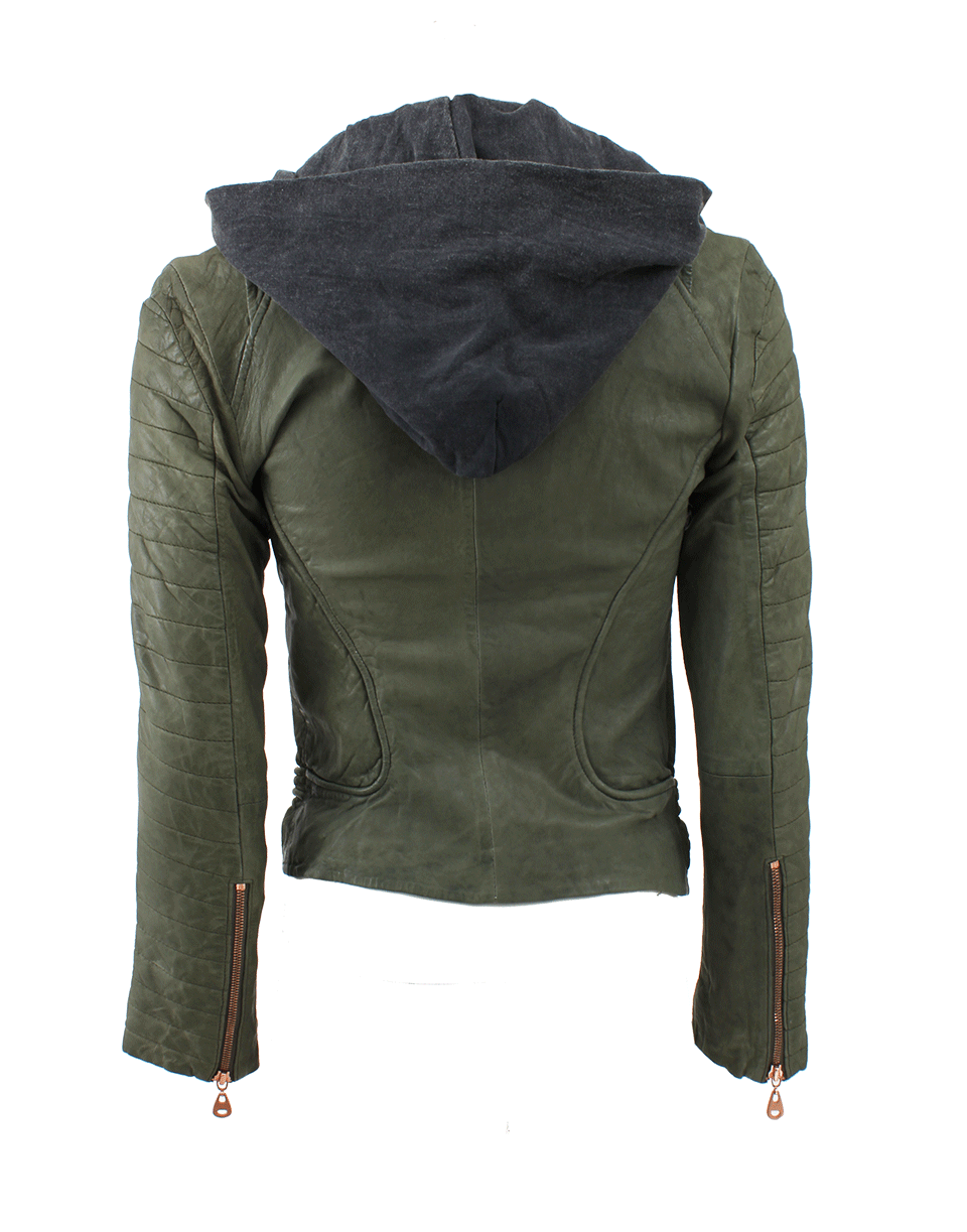 DOMA-Leather Jacket With Detachable Hood-