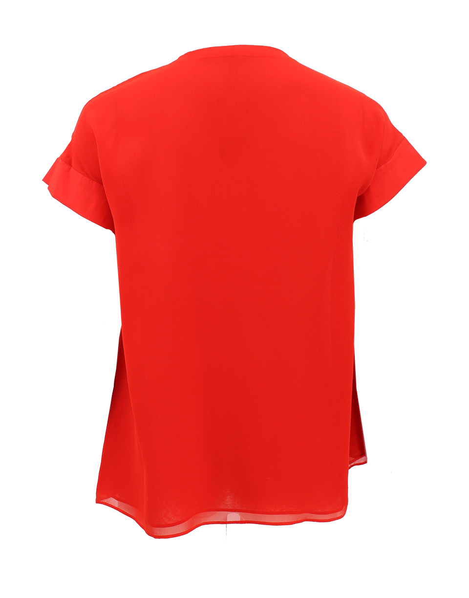 DOROTHEE SCHUMACHER-Short Sleeve Slit Neck Loose Fit Top-