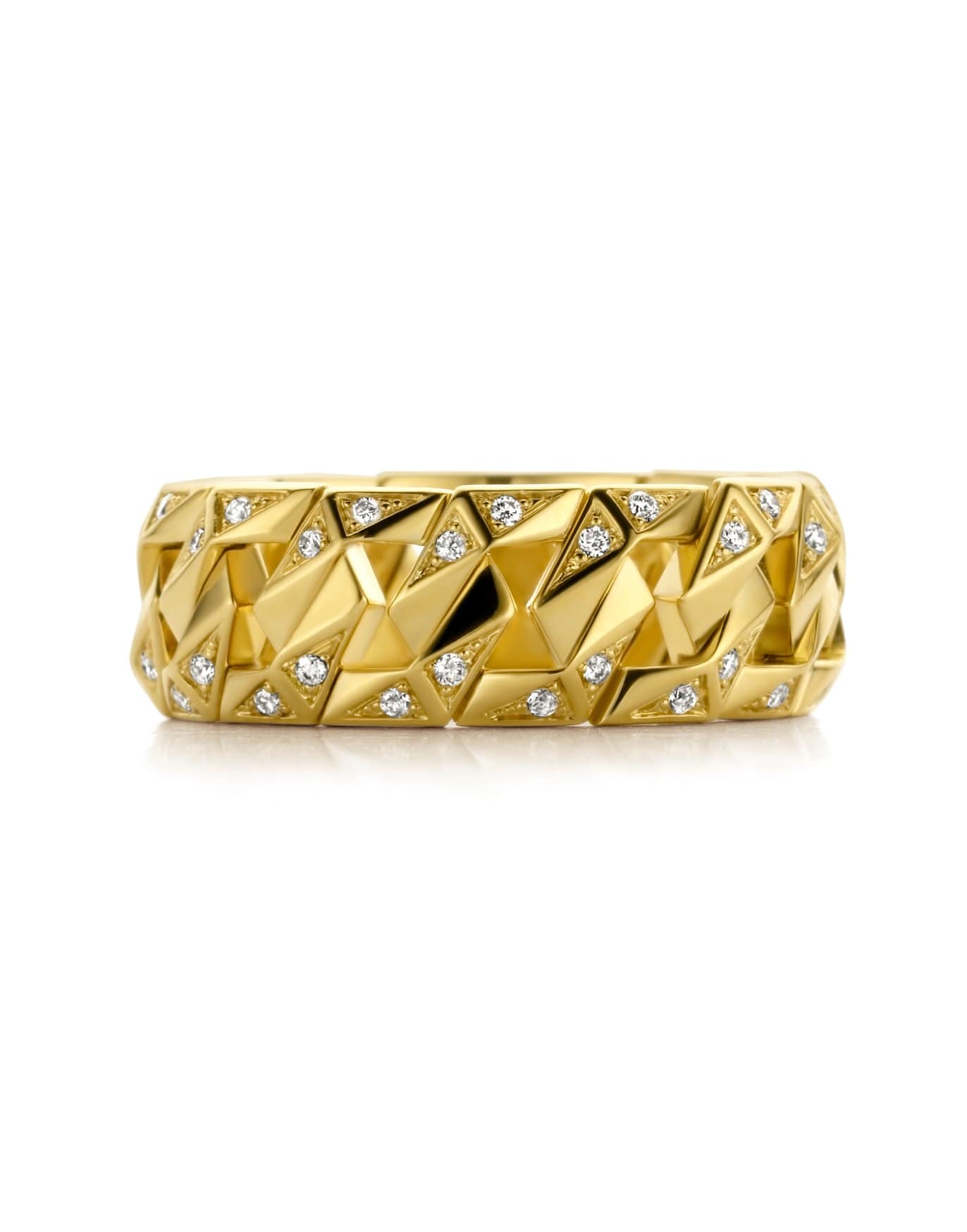 DRIES CRIEL-Bong Signature White Diamond Ring-YELLOW GOLD