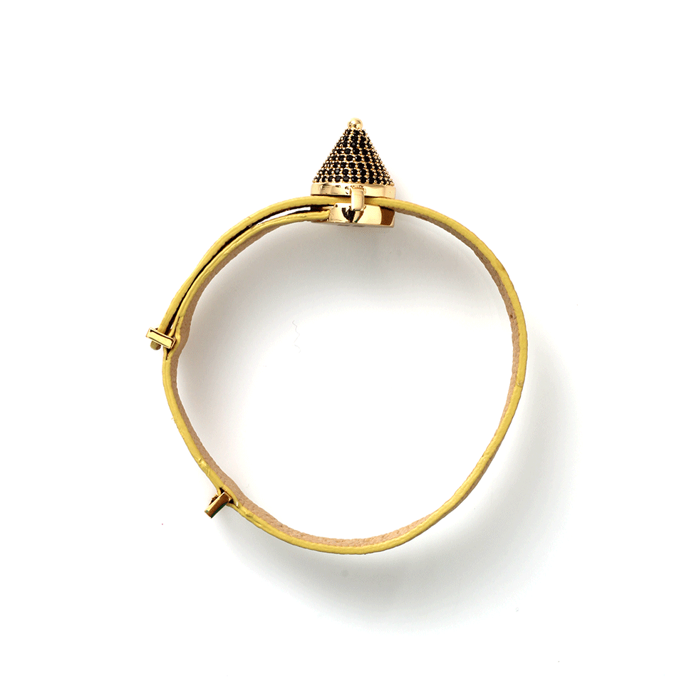EDDIE BORGO-Pave Cone Leather Bracelet-GLD/MTLL