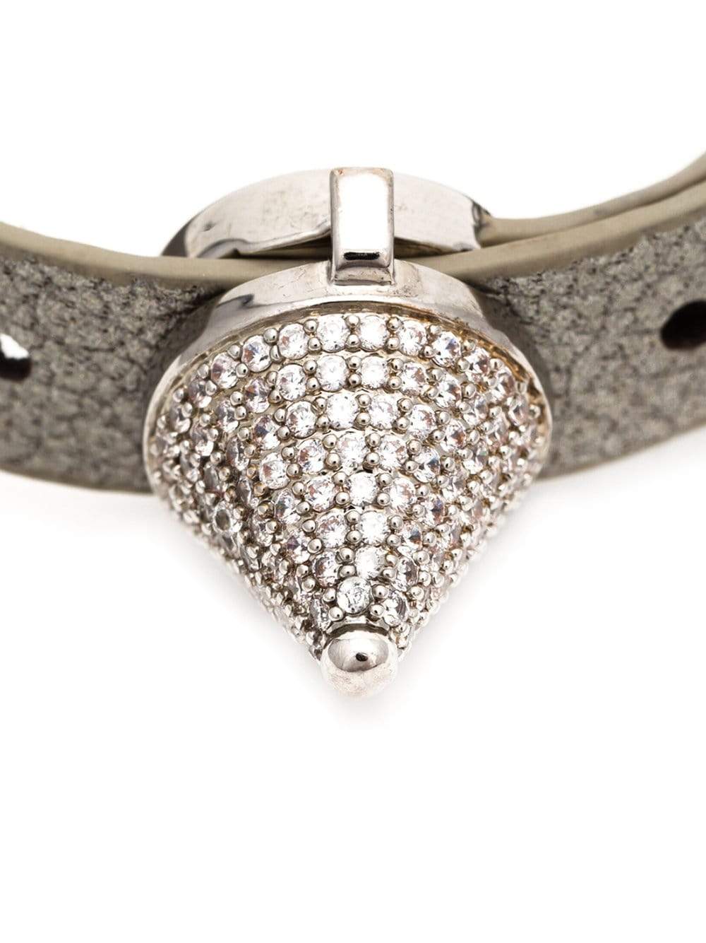 EDDIE BORGO-Clear Pave Cone Leather Bracelet-SILVER