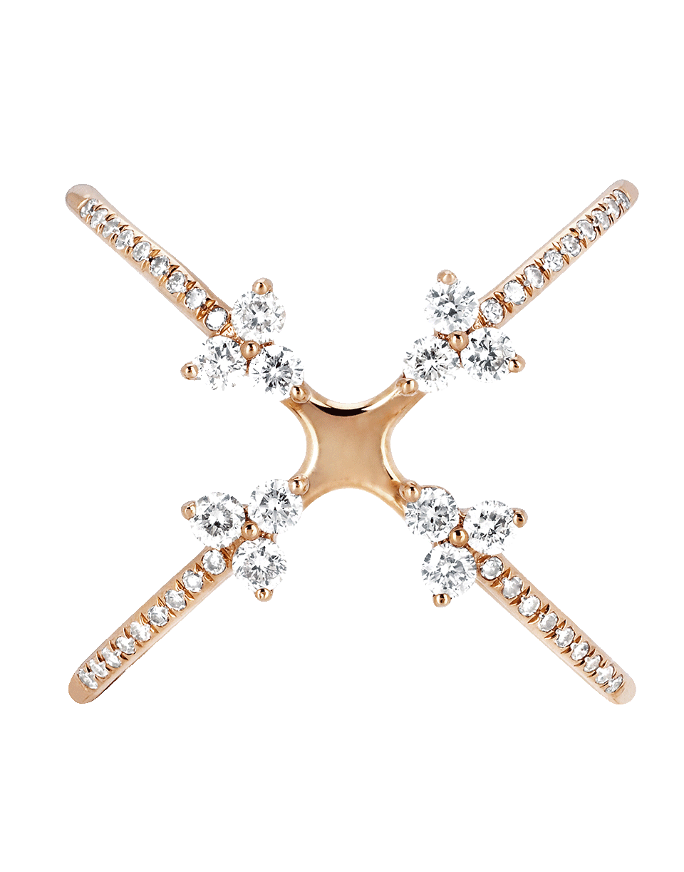 EF COLLECTION-Diamond Inverted Four Trio Ring-ROSE GOLD
