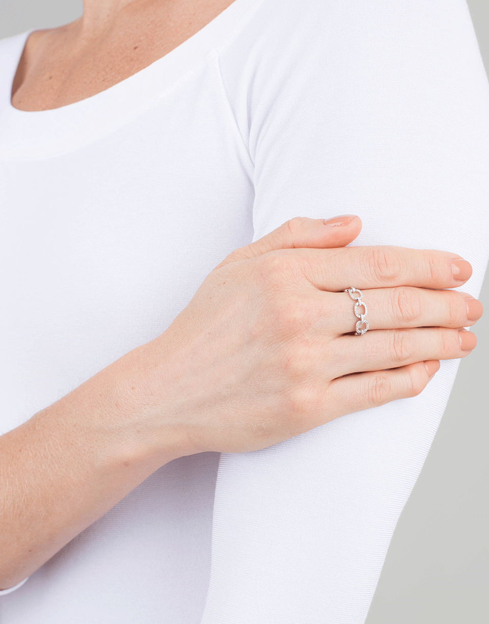 EF COLLECTION-Diamond Chain Link Ring-WHITE GOLD