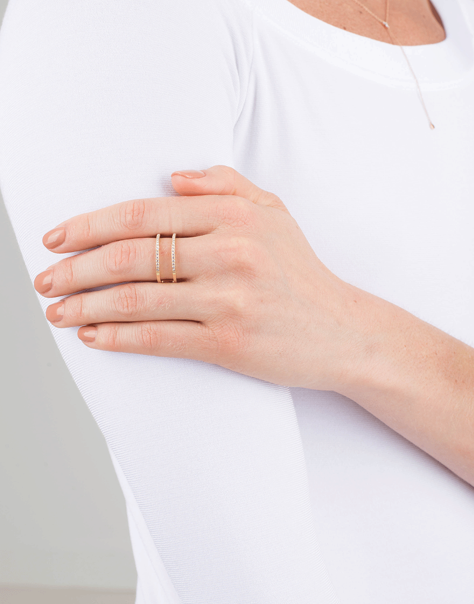 EF COLLECTION-Diamond Double Spiral Ring-YELLOW GOLD