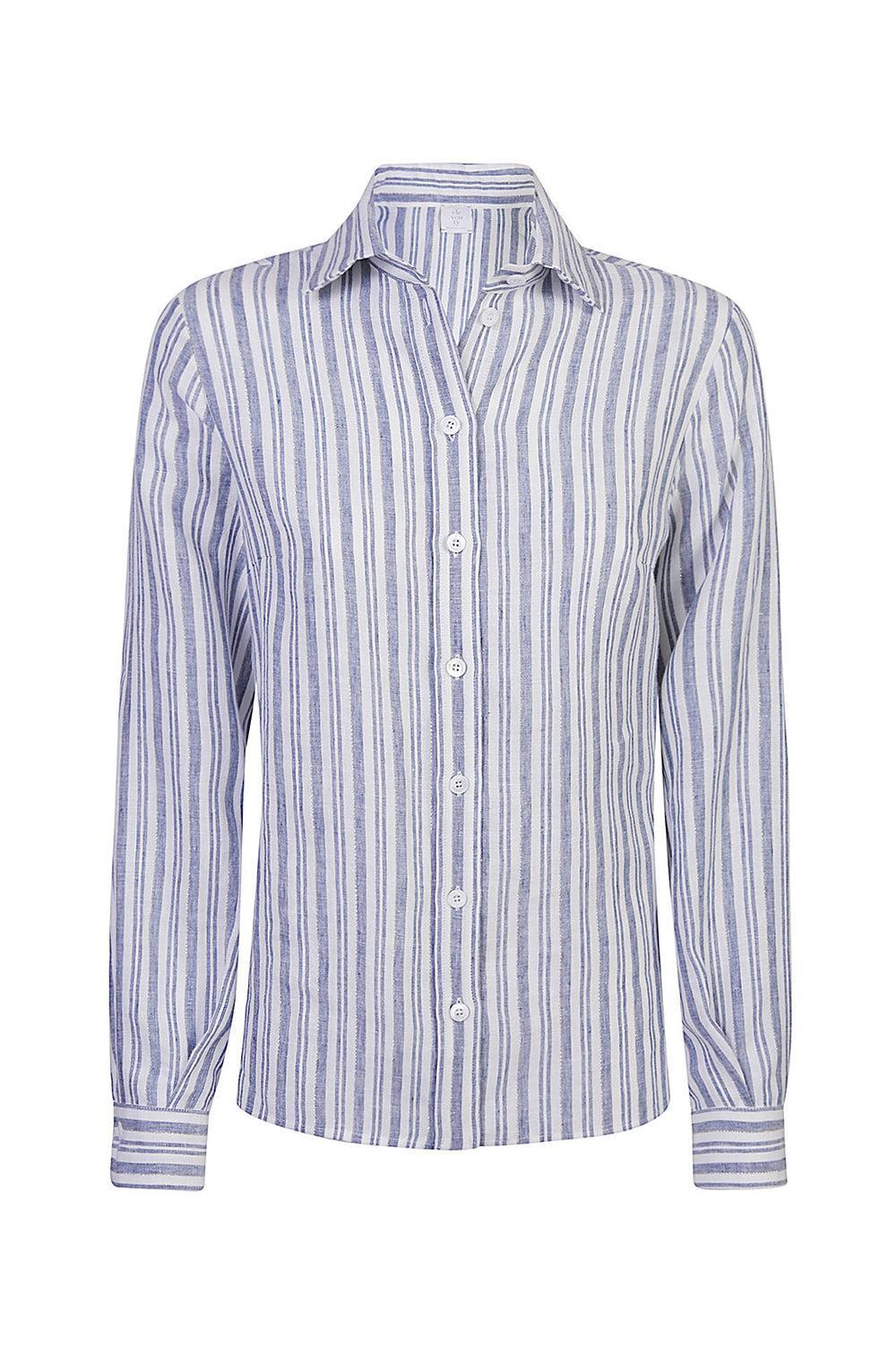 Long Sleeve Stripe Shirt-DNM/CRM-40-CLOTHINGTOPBLOUSE-ELEVENTY