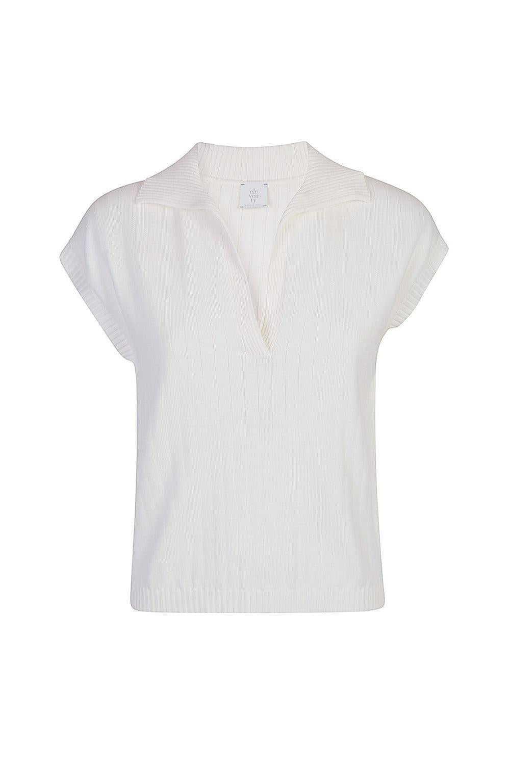 Polo Top-WHITE-XS-CLOTHINGTOPKNITS-ELEVENTY