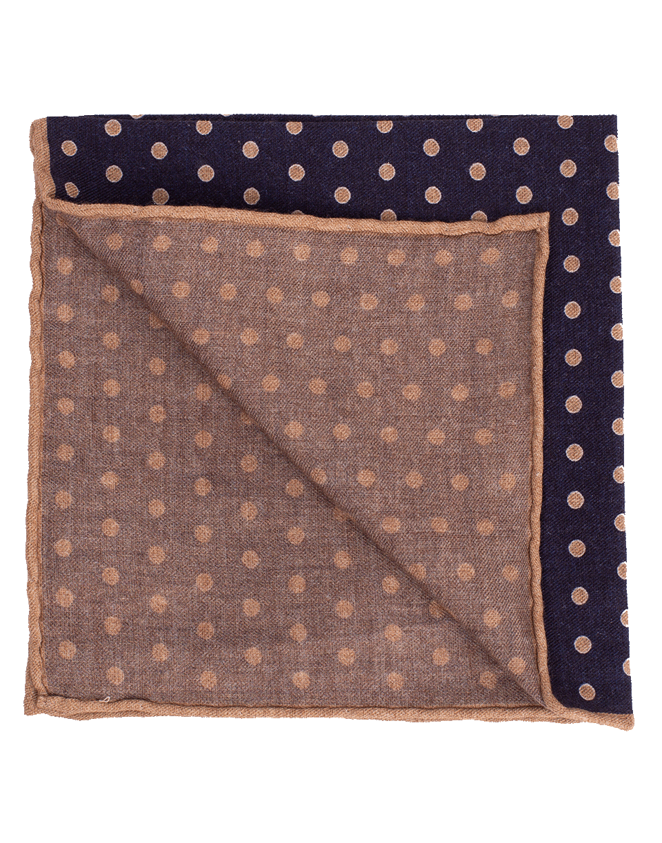 ELEVENTY-Polka Dot Pocket Square-NVY/CAM