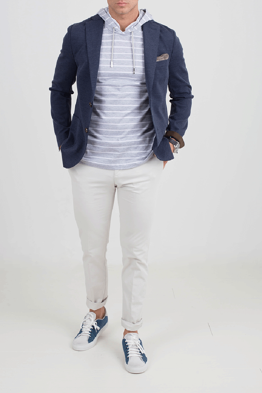 ELEVENTY-Navy Real Cut Patch Pocket Jacket-