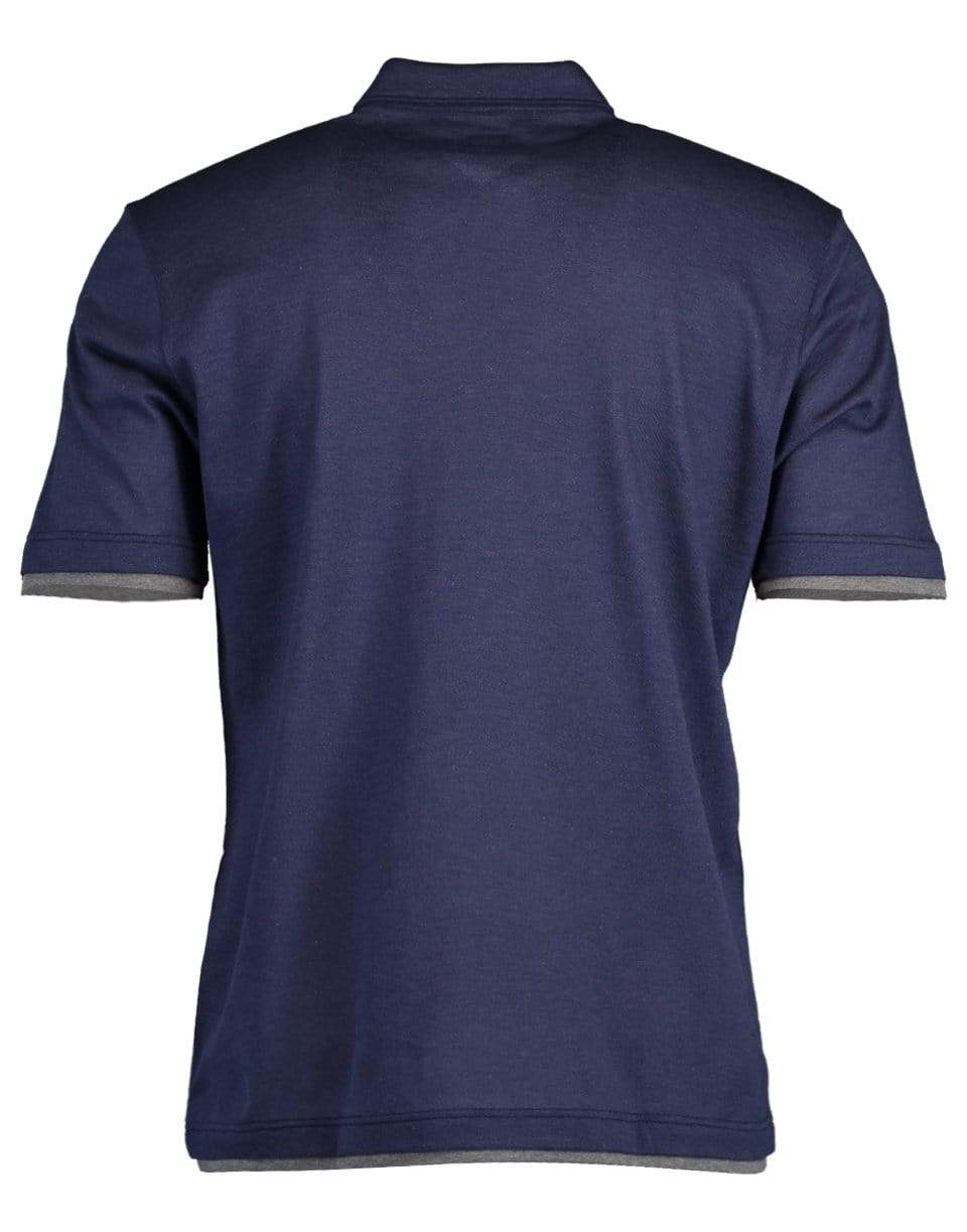 ELEVENTY-Contrast Tipping Men's Polo- Denim-