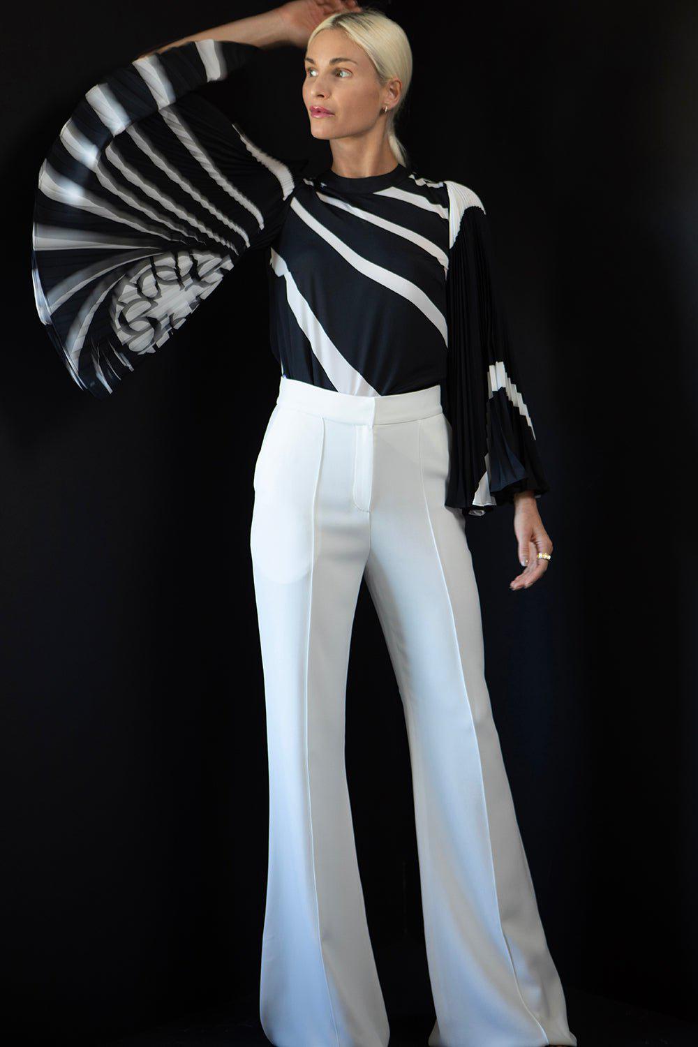 ELIE SAAB-Crepe Pant - Optic White-