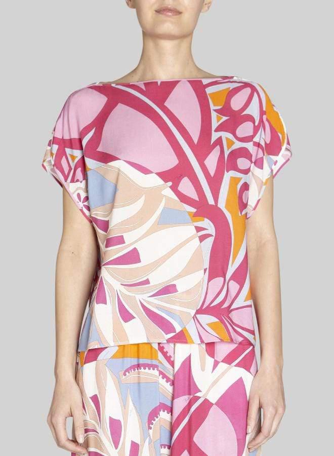 EMILIO PUCCI-Short Sleeve Boatneck Top-