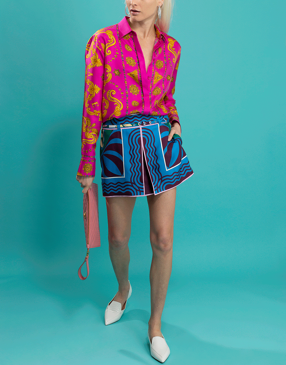 EMILIO PUCCI-Belted Print Short-PRUN/TRQ