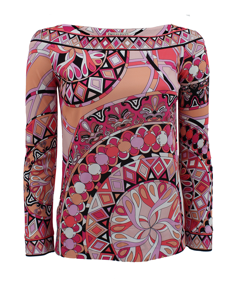 EMILIO PUCCI-Quarter Sleeve Bateau Neck Top-