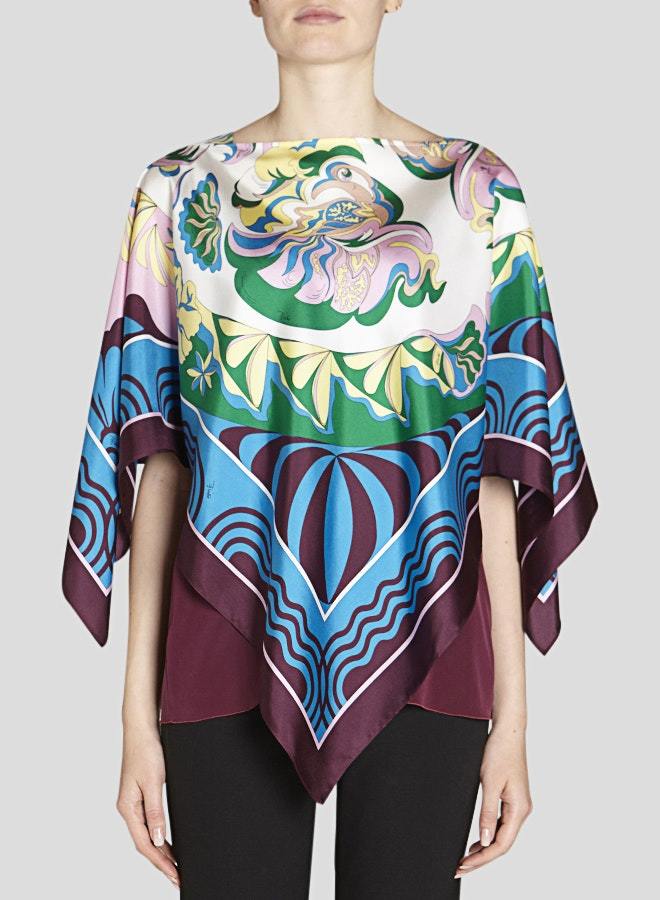 EMILIO PUCCI-Poncho Top with Cami-