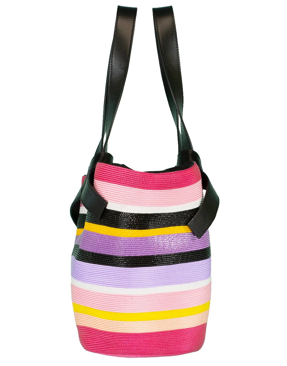 EMILIO PUCCI-Black and Multi Color Striped Tote-YLLW/BLK