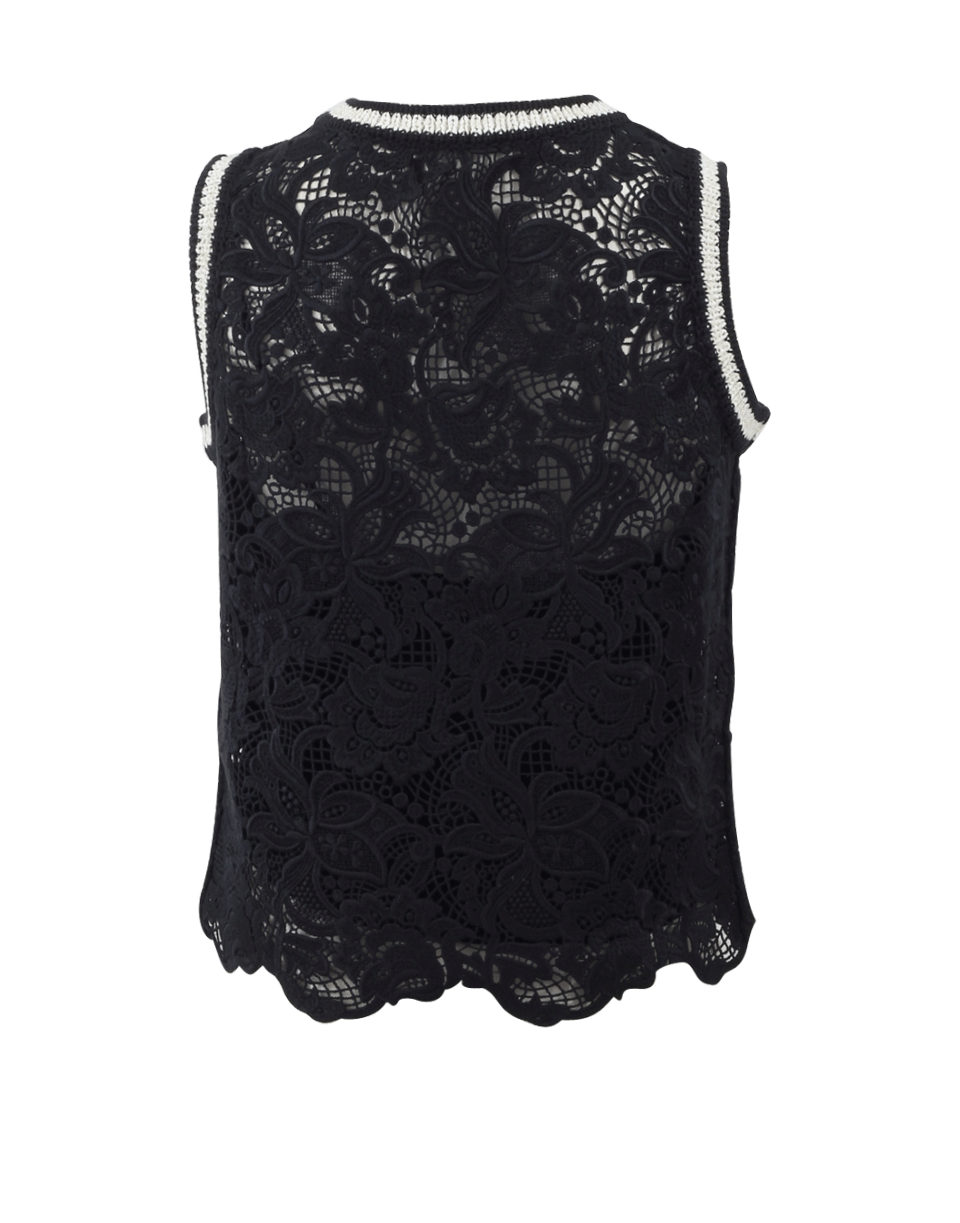 ERMANNO SCERVINO-Lace Top With Knit Trim-