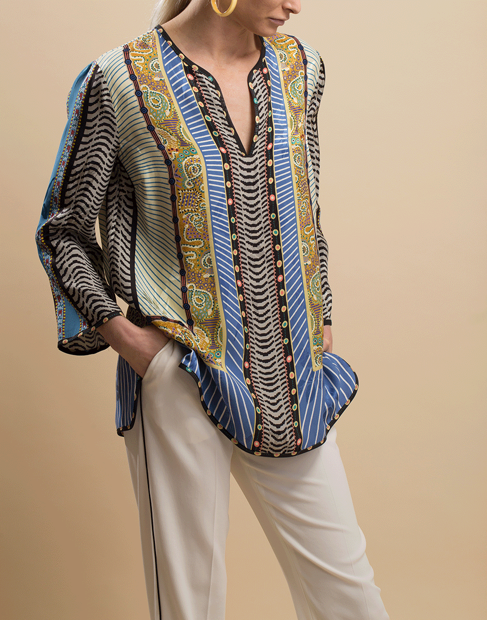 ETRO-Split Neck Printed Top-