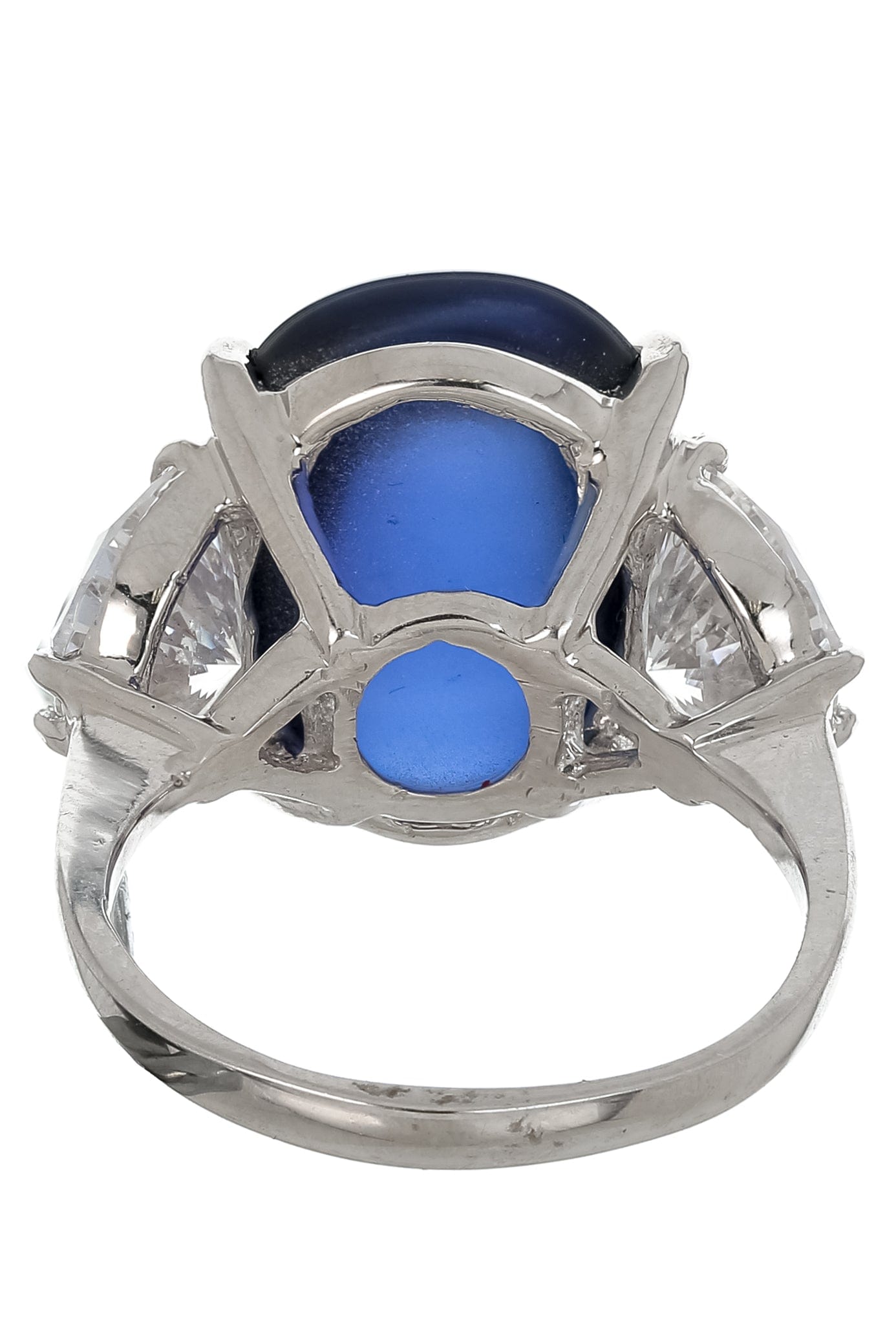 FANTASIA by DESERIO-Cabochon Three Stone Ring-WHITE GOLD