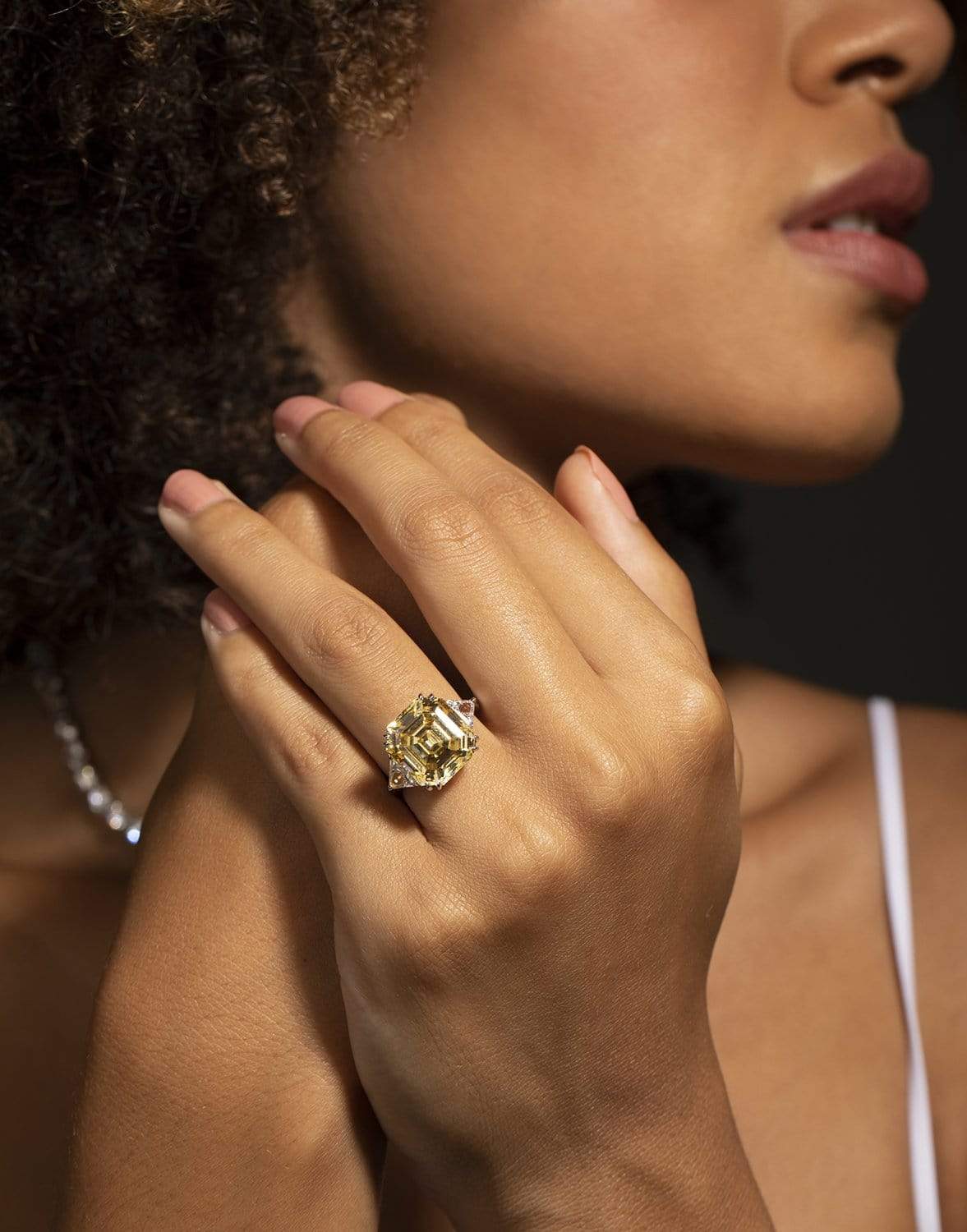 FANTASIA by DESERIO-12ct Canary Asscher Cut Ring-WHITE GOLD