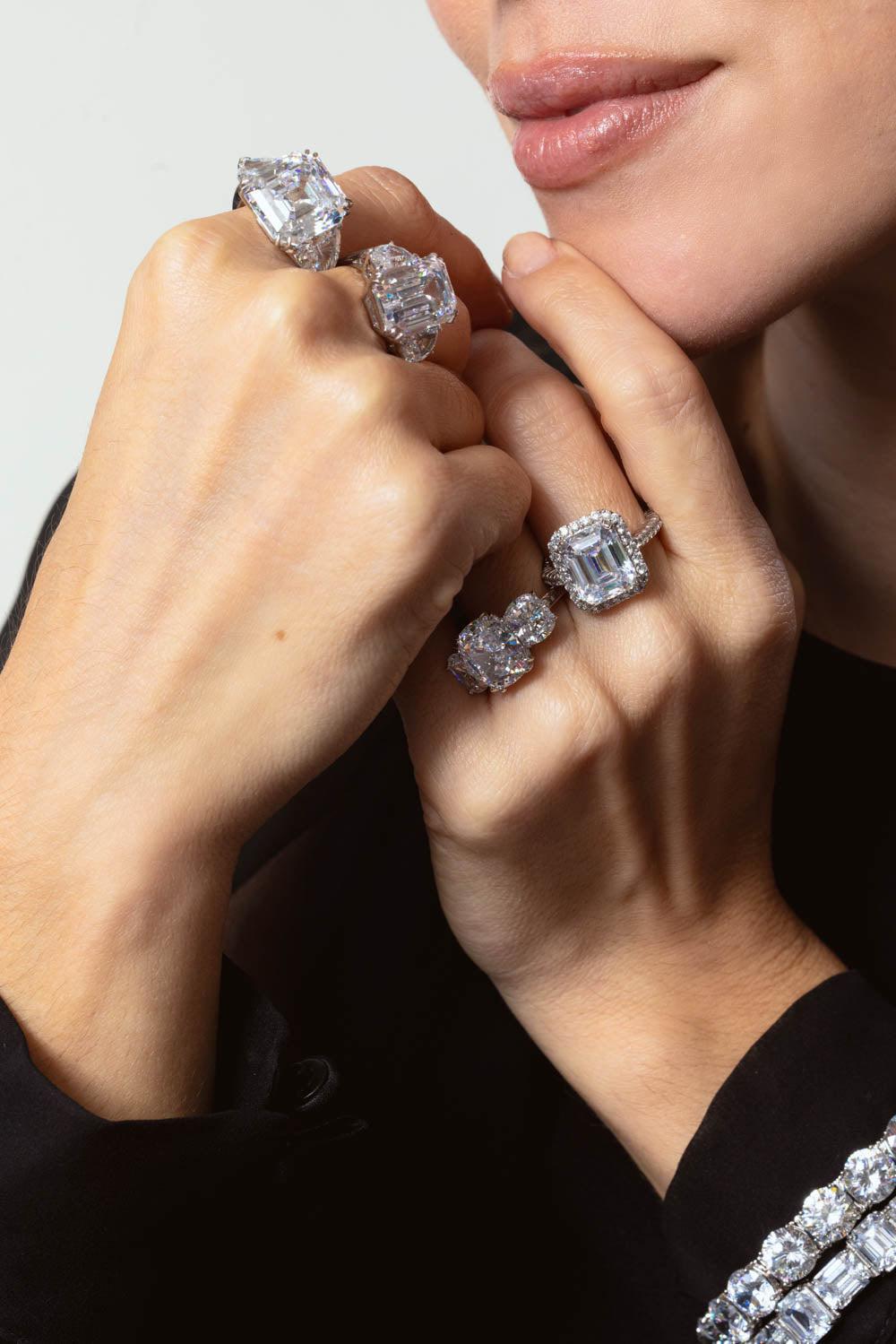 FANTASIA by DESERIO-Asscher Cz Cut Ring-WHITE GOLD