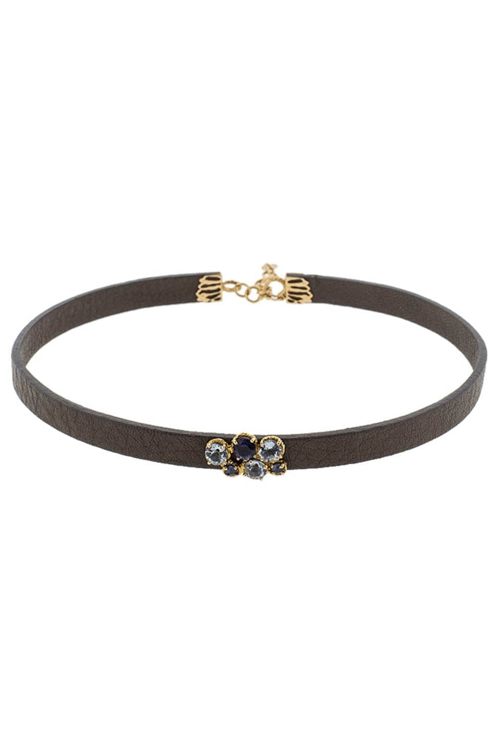 FEDERICA RETTORE-Brilliant Cut Sapphire Leather Wrap Bracelet-ROSE GOLD