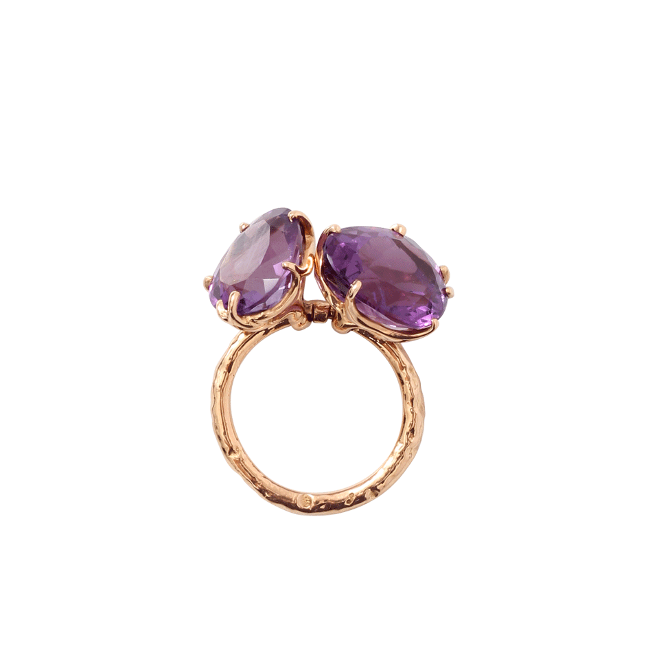 FEDERICA RETTORE-Double Amethyst Campanellino Ring-ROSE GOLD