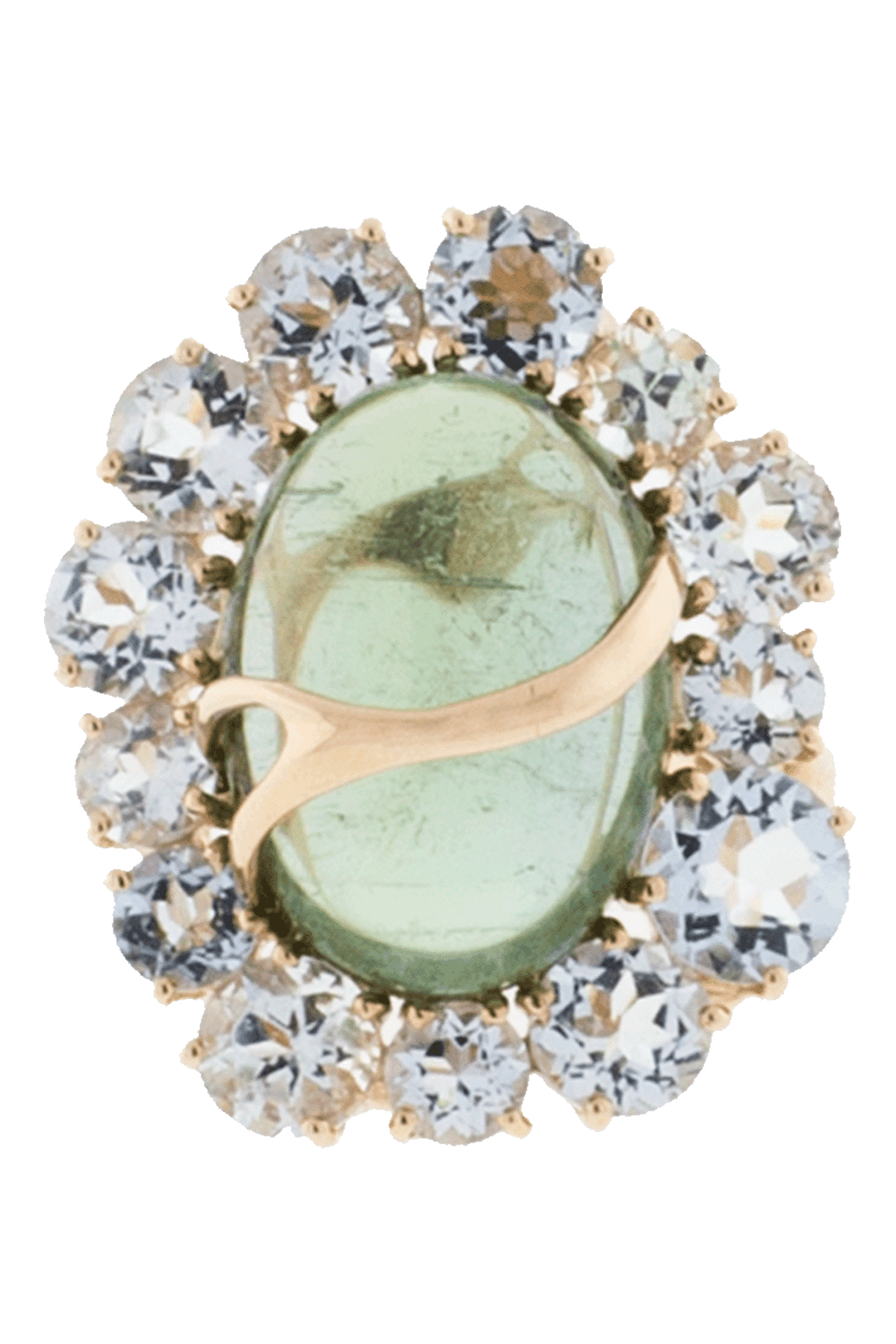 FEDERICA RETTORE-Waterfall Green Tourmaline And Aquamarine Ring-ROSE GOLD