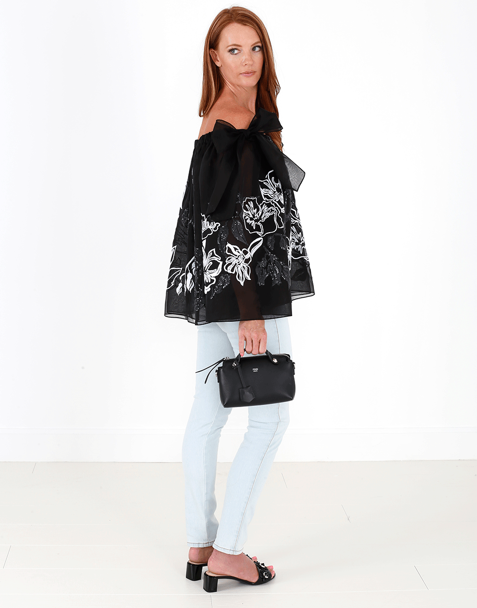 FENDI-Off Shoulder Embroidered Top-