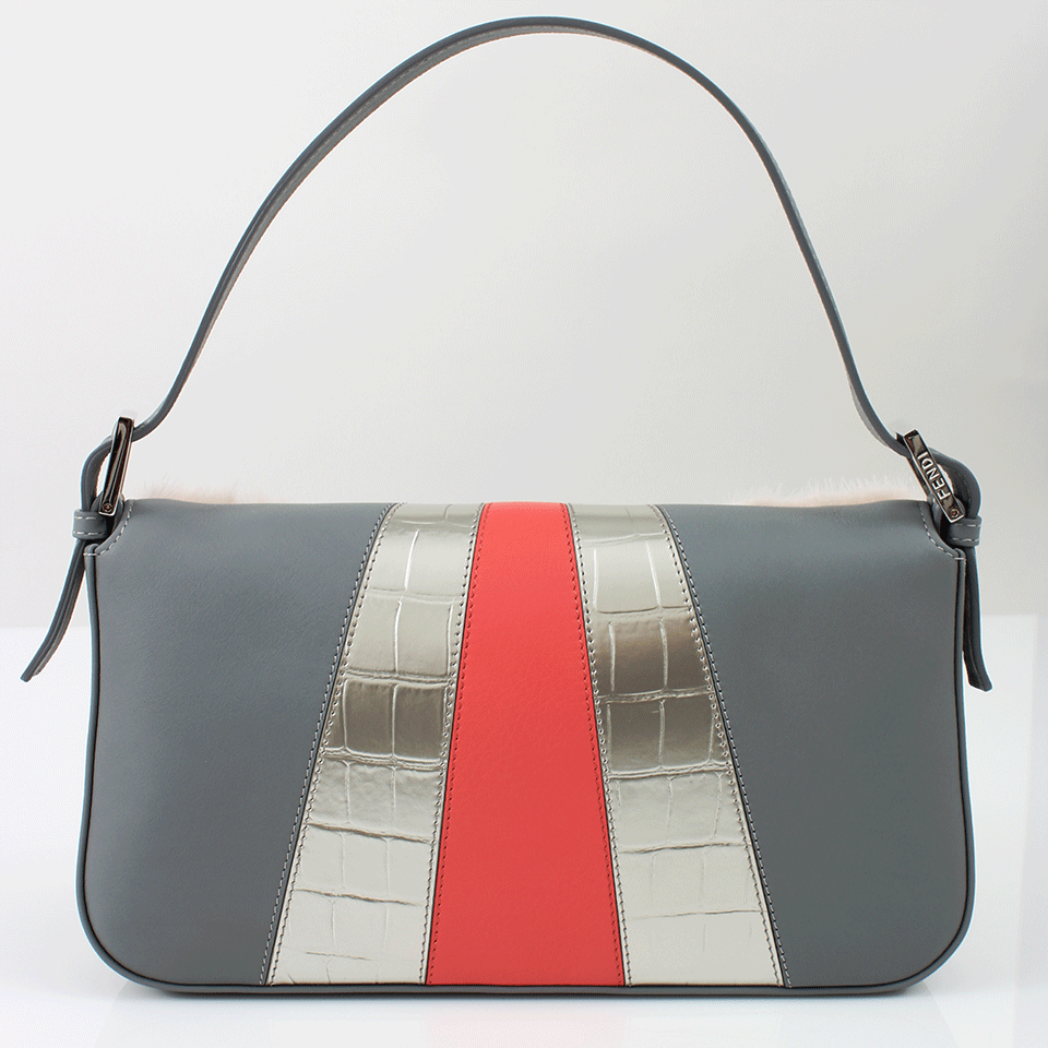 FENDI-Baguette Shoulder Bag-GRY/PNK