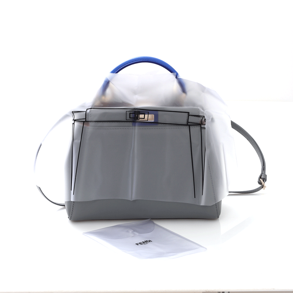 FENDI-Peekaboo Mini Top Handle Bag-GRY/BLUE