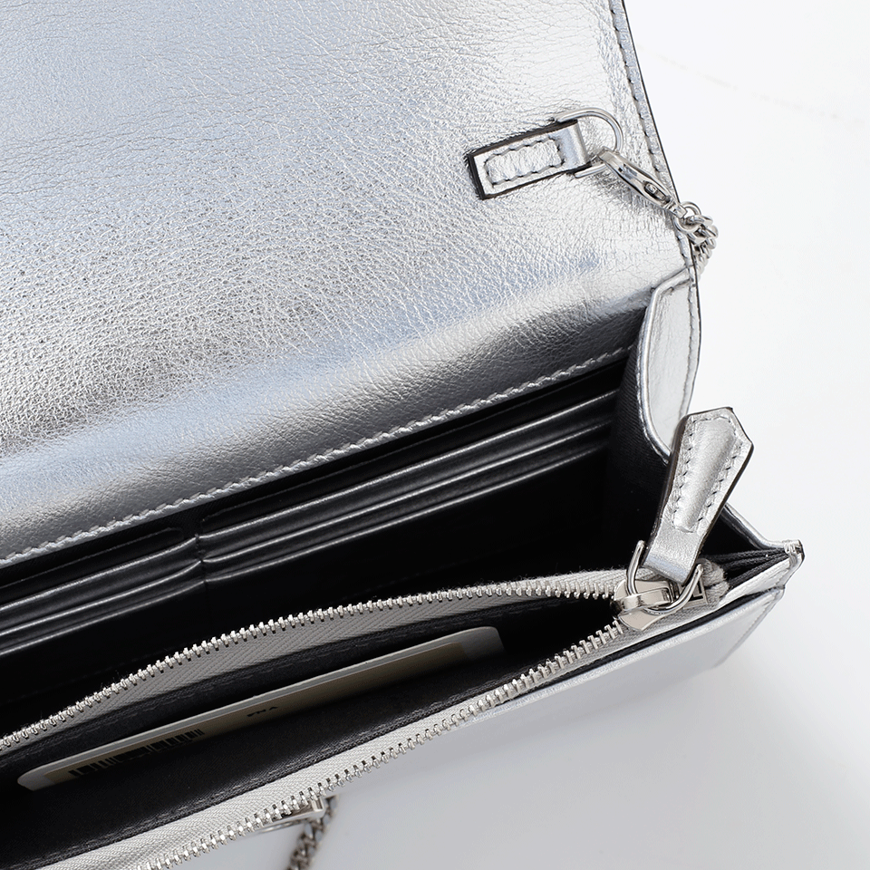 FENDI-Metallic Chain Wallet-SILVER
