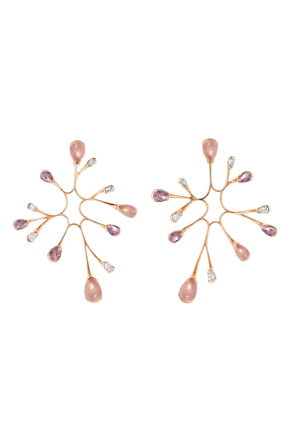 FERNANDO JORGE-Pink Opal Algae Earrings-ROSE GOLD