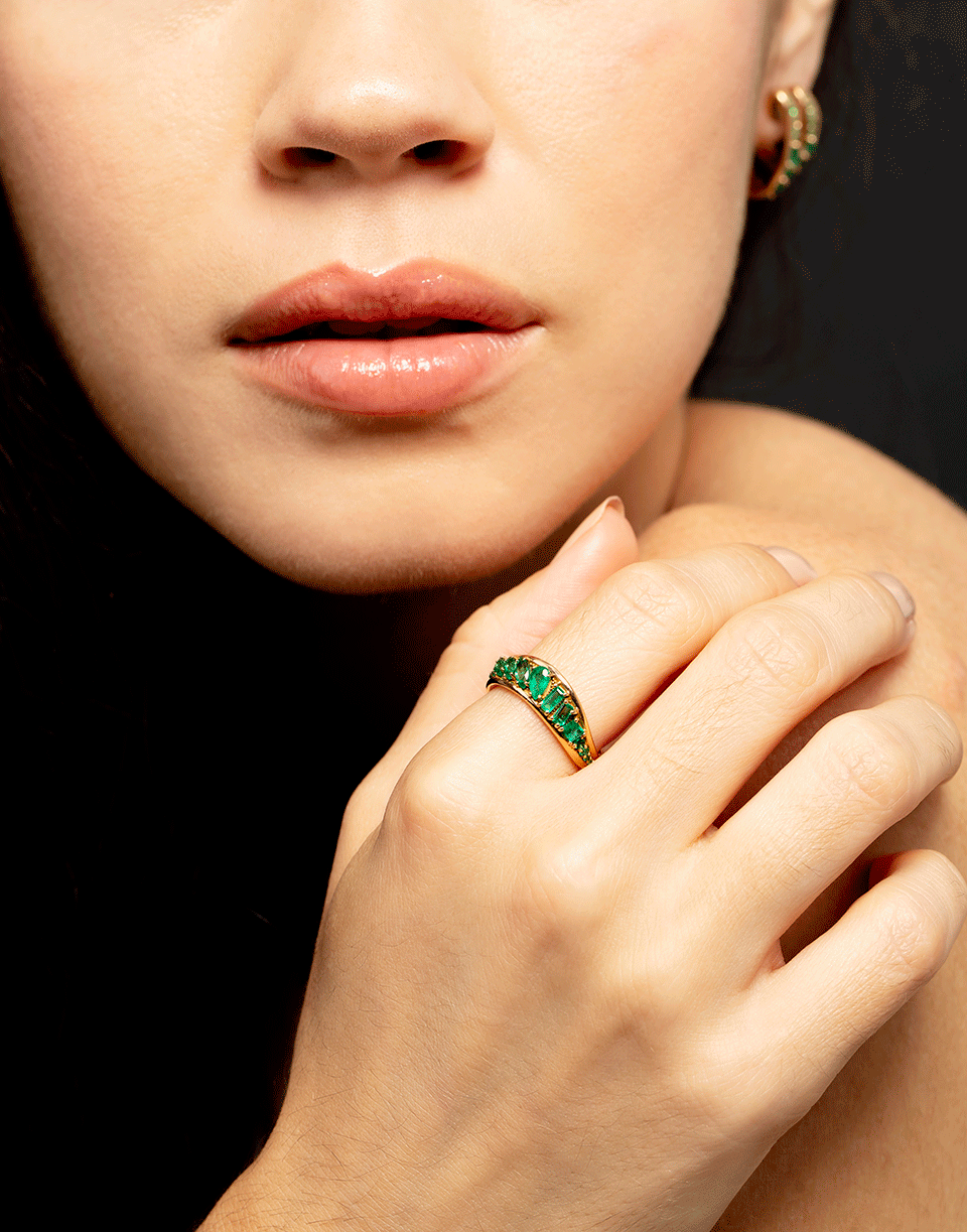 FERNANDO JORGE-Emerald Stream Wave Ring-ROSE GOLD