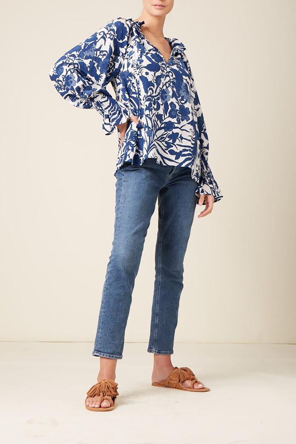 FIGUE-Lianna Top - White Navy-