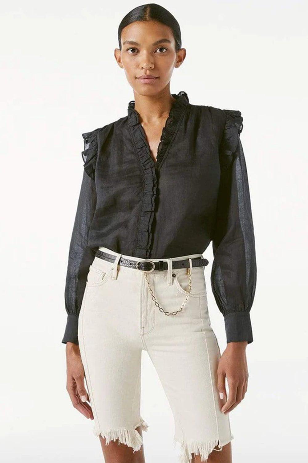 FRAME DENIM-Noir Le Petit Oval Chain Belt-