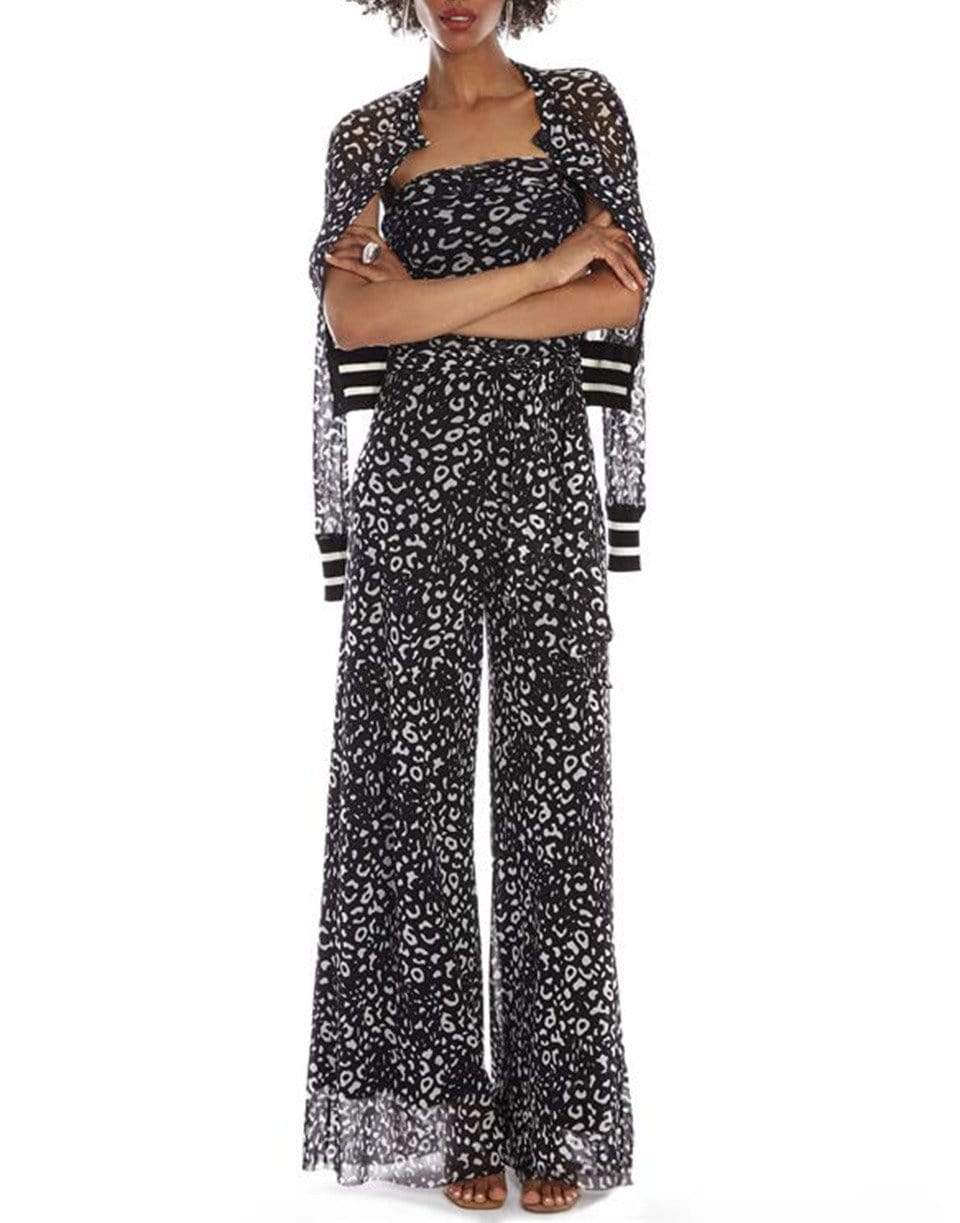 FUZZI-Black and White Strapless Printed Jumpsuit-