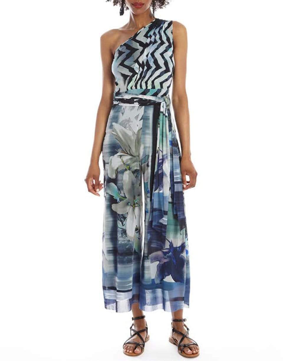 FUZZI-One Shoulder Print Jumpsuit-