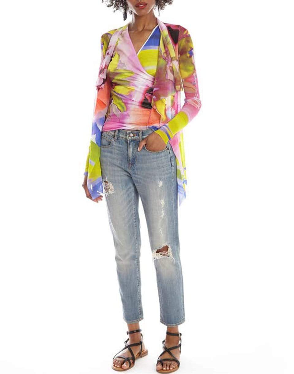 FUZZI-Printed Drape Front Cardigan-