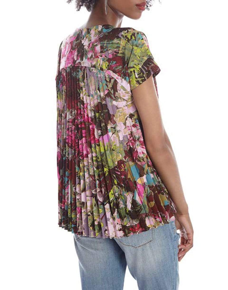 FUZZI-Pleated Printed Top-