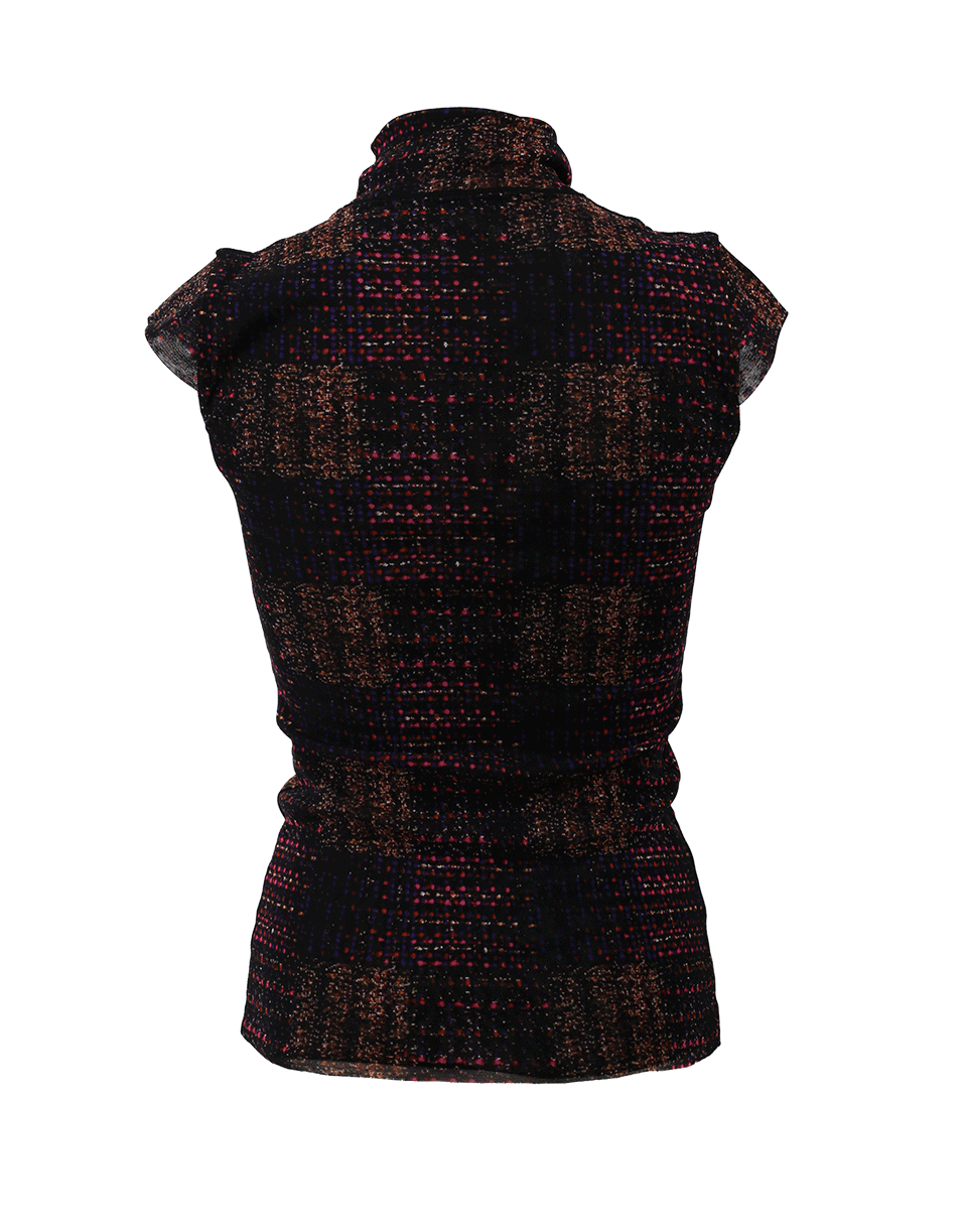 FUZZI-Plaid And Chain Top-