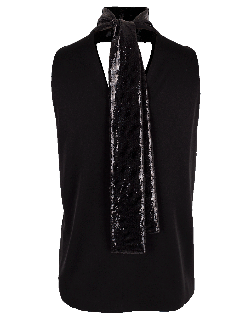 GALVAN LONDON-Sash Neck Sequin Cortado Top-