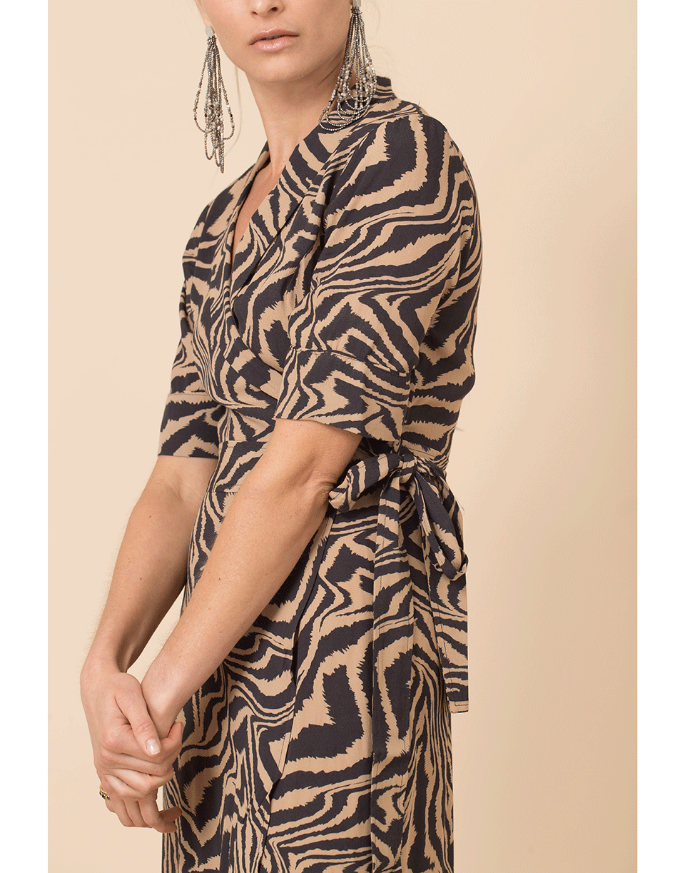 GANNI-Printed Crepe Wrap Dress-