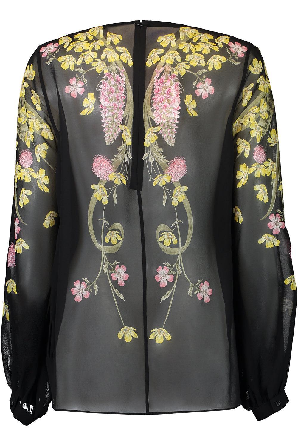 Long Sleeve Printed Blouse - Black Multi-BLKMULTI-42-CLOTHINGTOPBLOUSE-GIAMBATTISTA VALLI