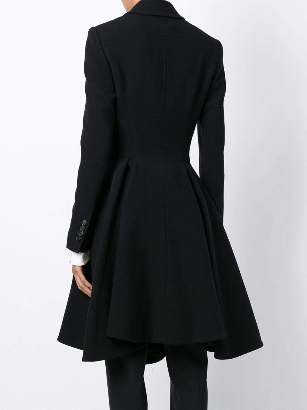 GIVENCHY-Peplum Drape Bottom Coat-BLACK